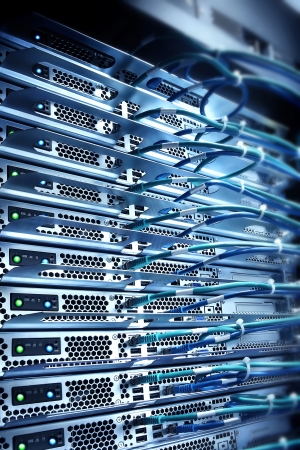 server connected with cables,computing conceptの写真素材