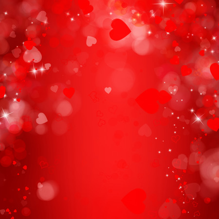 Valentine's Day Romantic Hearts Background, Abstract Red Illustrationの写真素材