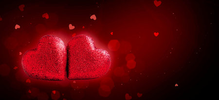 Valentine hearts background illustration with lovely red hearts