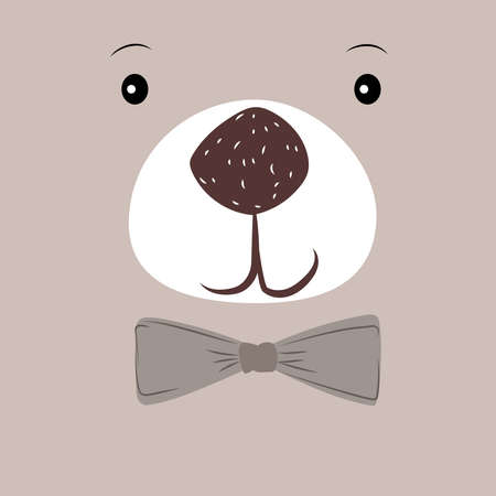 Cute little bear face. Childish print. hand drawn illustration.の写真素材