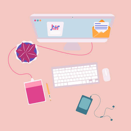 3D Web Illustrations. Mail service concept. Computer with open pages.の写真素材