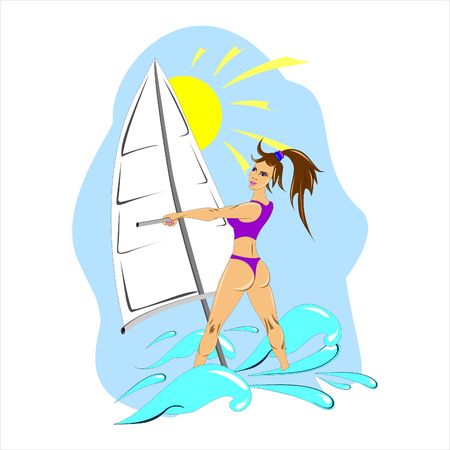 illustration of windsurfingのイラスト素材
