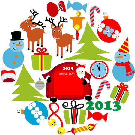  Attributes of Christmas set Christmas icons enclosed in a circleのイラスト素材