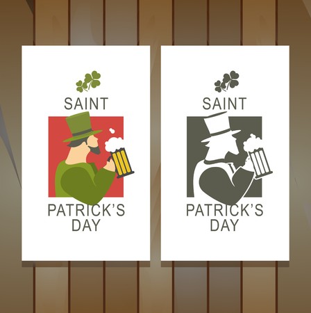 two flyers are located on the background of the boards on flyers congratulations on St. Patrick's Dayのイラスト素材