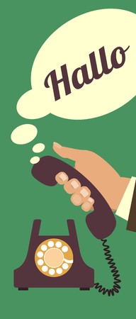 human hand picks up the phone to answer the callのイラスト素材