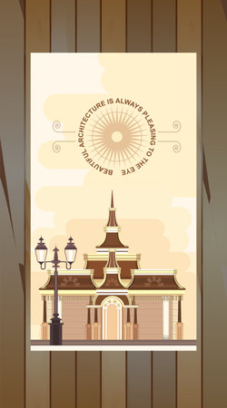 construction of a park or near the gazebo lights done verechny city, in retro style in two colorsのイラスト素材