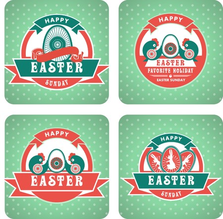Easter labelsEaster set of logos and labels with traditional subjects in a square shape with rounded cornersのイラスト素材
