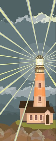 Vertical picture of a lighthouse on the background of skyのイラスト素材