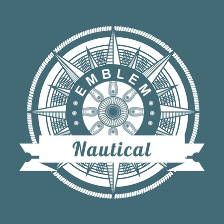 Marine emblem with a stylized anchor pMarine emblem with a navigation wind rose performed on a blue backgrounderformed on a blue backgroundのイラスト素材