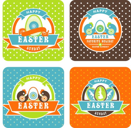 Easter set of logos and labels with the traditional theme on a white backgroundのイラスト素材