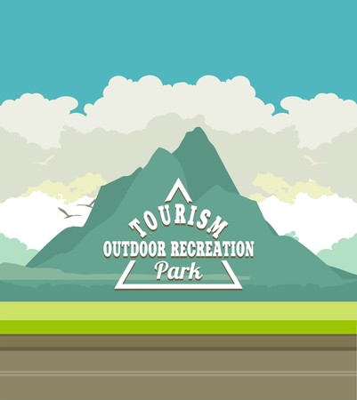 illustration National Park away view of a mountain on its background Font koampozitsiya textのイラスト素材