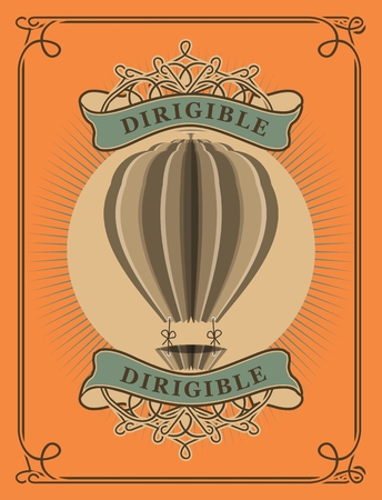 poster in retro style with the image of a balloon with a banner and signのイラスト素材