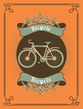 retro poster with a picture of a beautiful frame retro bikeのイラスト素材