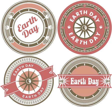 set of graphic posters to elemntov Earth Day celebration on a white backgroundの写真素材