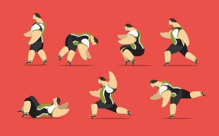 sports theme in various poses athlete doing gymnasticsのイラスト素材