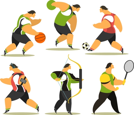 set of the athletes of various sports ball, onions on a white backgroundのイラスト素材