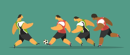 stylized characters group sportsmen footballer playing soccerのイラスト素材