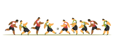 stylized characters group sportsmen footballer playing soccerのイラスト素材