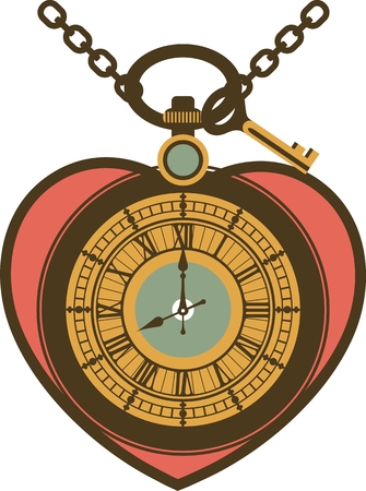 illustration of a mechanical heart with chain and key within the heart of mechanical watches Steam punkのイラスト素材