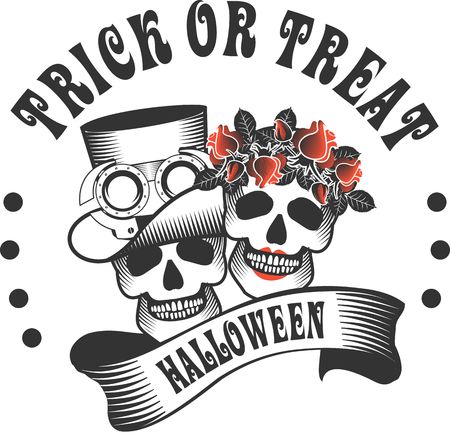 the stylized  with a skull for a holiday hellouna in round shapeのイラスト素材