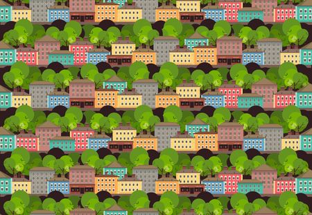seamless template theme urban high-rise buildings in a flat styleのイラスト素材