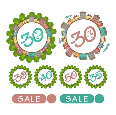 set of stylized emblem of the city on a white background sale badgesのイラスト素材