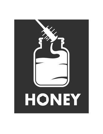 stylized vector sign on a white background, black and white emblem honey colorのイラスト素材