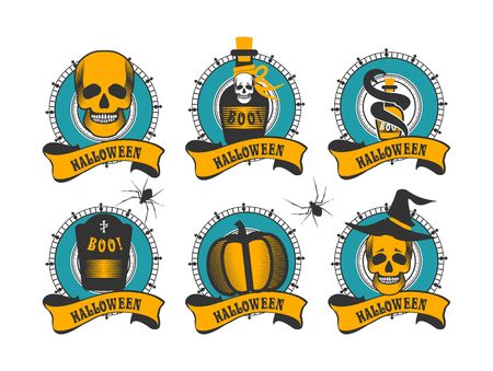 a set of elements and symbols of Halloween krgloy form on aのイラスト素材