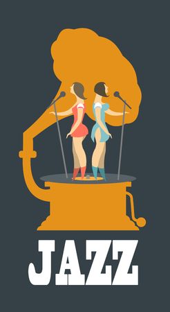 Abstract jazz band, Jazz music party invitation design vector illustrationのイラスト素材