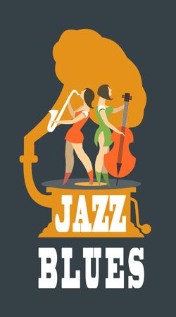 Abstract jazz band, Jazz music party invitation design vector illustrationのイラスト素材