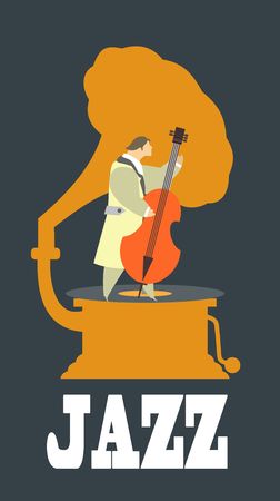 Abstract jazz band, Jazz music party invitation design vector illustrationのイラスト素材