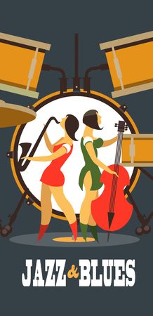 Abstract jazz band, Jazz music party invitation design vector illustrationのイラスト素材