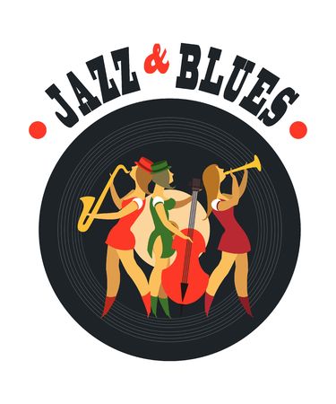 Abstract jazz band, Jazz music party invitation design vector illustrationのイラスト素材