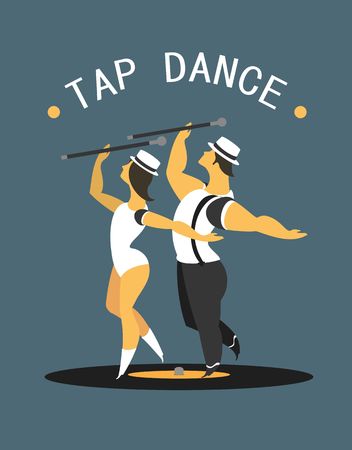 Abstract poster dances movement, vector illustration stylized charactersのイラスト素材