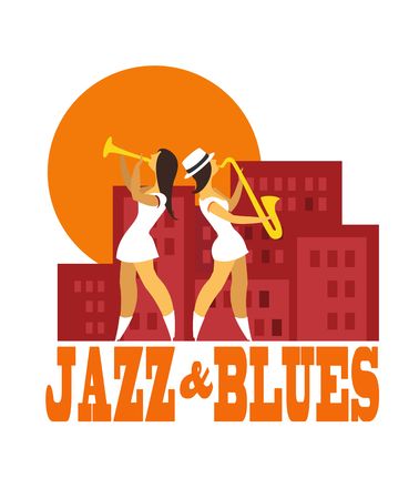 Abstract jazz band, Jazz music party invitation design vector illustrationのイラスト素材