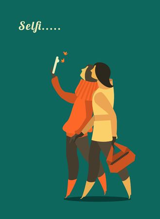 Poster with stylized characters theme Self friendsのイラスト素材