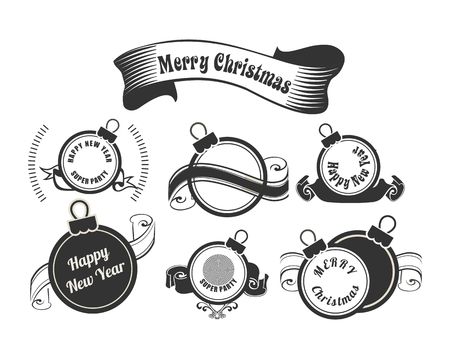 vector set of stylized Christmas balls on a white backgroundのイラスト素材