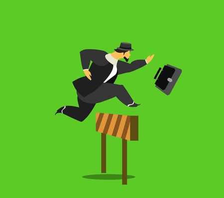 vector illustration stylized businessman character in different situations Businessのイラスト素材