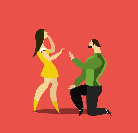 stylized characters male and female go to the gymのイラスト素材