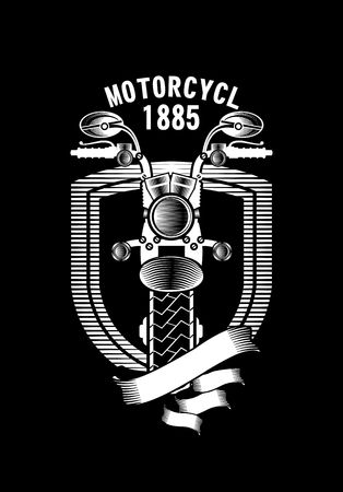 vector emblem motorcycle Steampunk on a black backgroundのイラスト素材