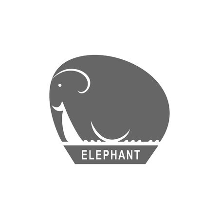 elephant silhouette black on white backgroundのイラスト素材