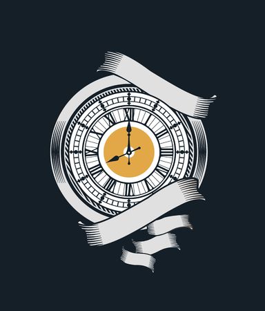 vector illustration of mechanical watches in the style of steampunk with ribbonsのイラスト素材