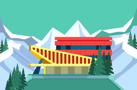 vector illustration building of a sports complex on a white backgroundのイラスト素材
