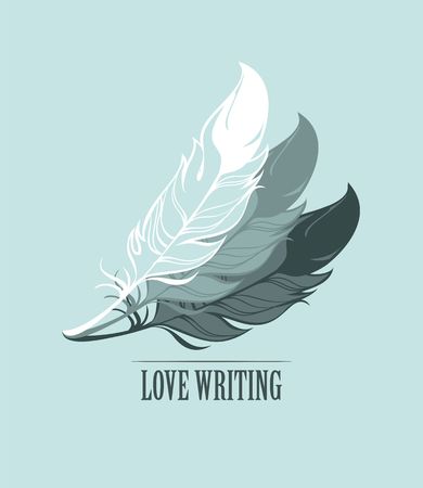 vector illustration of a group of feathers as a symbol and concept in a flat styleのイラスト素材