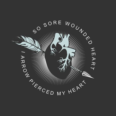 vector illustration of the human heart pierced by an arrowのイラスト素材