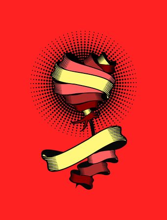 vector illustration heart of twisted ribbons in the shape of a flower for the holiday Valentineのイラスト素材