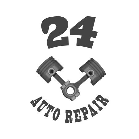 vector emlema avtomaseterskaya on a white background car pistons vvide hours 24 hoursのイラスト素材