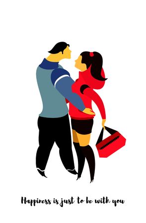 vector illustration on white background couple in love in different situations, love it. on a white backgroundのイラスト素材