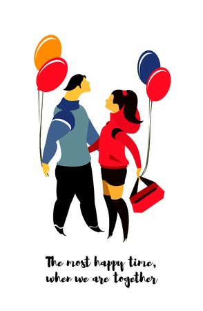 vector illustration on white background couple in love in different situations, love it. on a white backgroundのイラスト素材