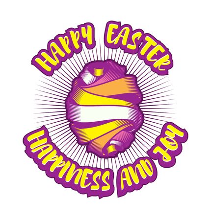 Happy easter festive decorative element vector illustration of ribbon folded into the shape of an eggのイラスト素材